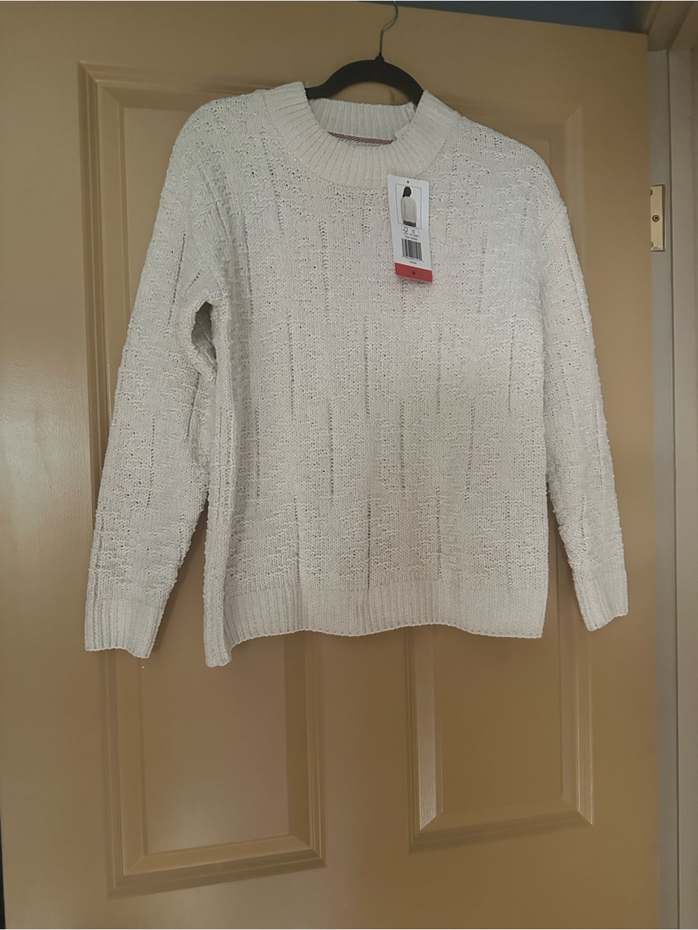 Weatherproof Cream Textured Crewneck Sweater